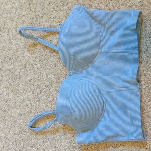 Medium Blue Cropped Padded Top